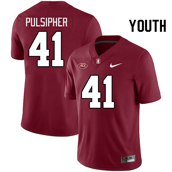 Youth #41 Anson Pulsipher Stanford Cardinal 2024 ACC Conference College Football Jerseys Stitched-Ca